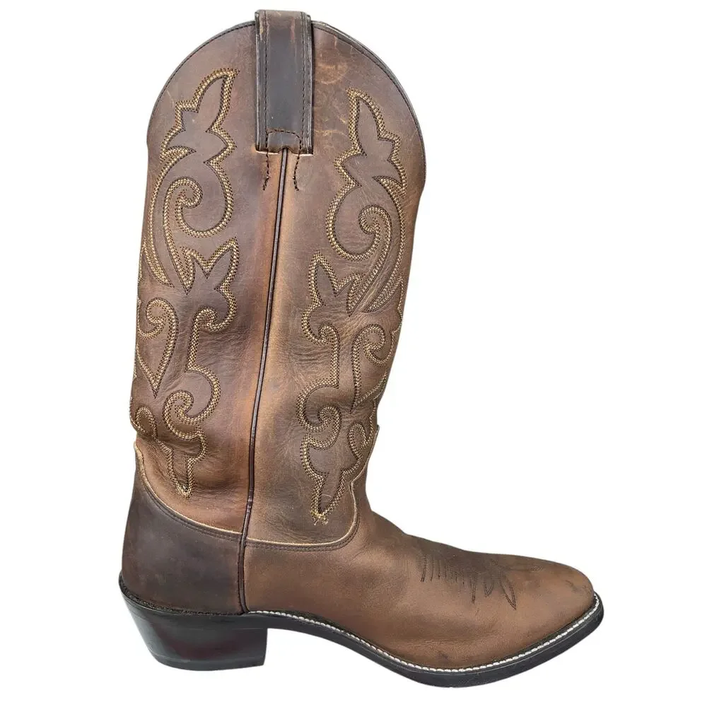 Justin Men's Brown Leather Western Cowboy Boot Size US 8 EE